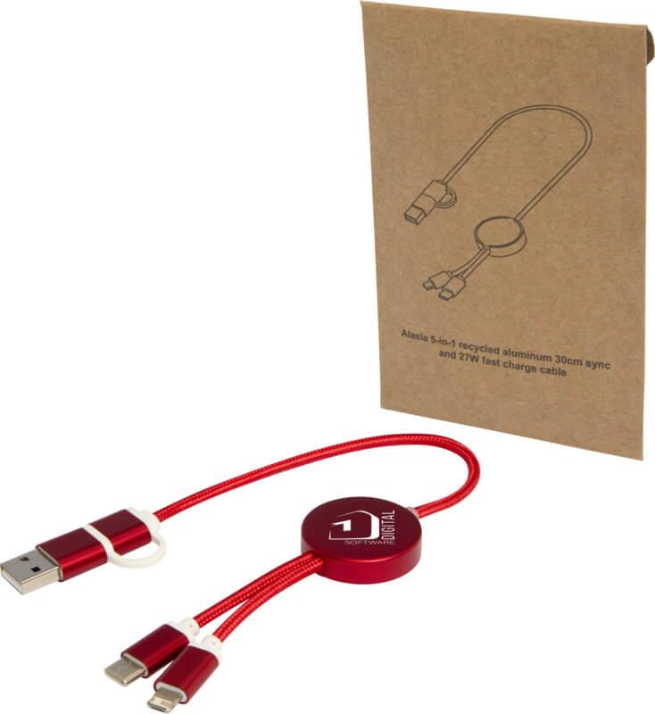 PF 124424 7 12442421 EG Y1 Cabo de sincronização de dados e de carregamento rápido de 27 W de 30 cm de alumínio e plástico reciclados 5 em 1 "Alasia" - Image 8