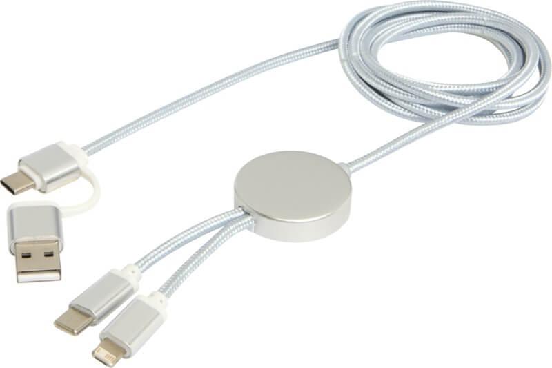 PF 124425 12 12442581 E2 Cabo de sincronização de dados e de carregamento rápido de 27 W de 150 cm de alumínio e plástico reciclados 5 em 1 "Alasia" - Image 13