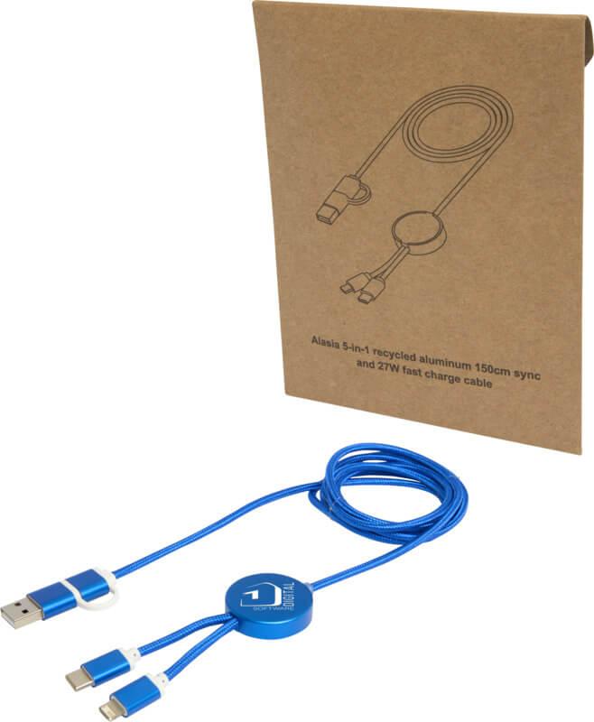 PF 124425 14 12442553 EG Y1 Cabo de sincronização de dados e de carregamento rápido de 27 W de 150 cm de alumínio e plástico reciclados 5 em 1 "Alasia" - Image 15