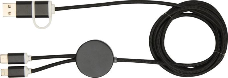 PF 124425 2 12442590 F1 Cabo de sincronização de dados e de carregamento rápido de 27 W de 150 cm de alumínio e plástico reciclados 5 em 1 "Alasia" - Image 3