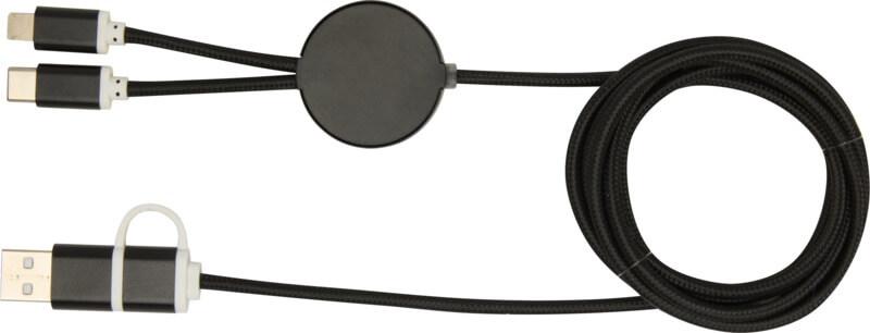 PF 124425 3 12442590 B1 Cabo de sincronização de dados e de carregamento rápido de 27 W de 150 cm de alumínio e plástico reciclados 5 em 1 "Alasia" - Image 4