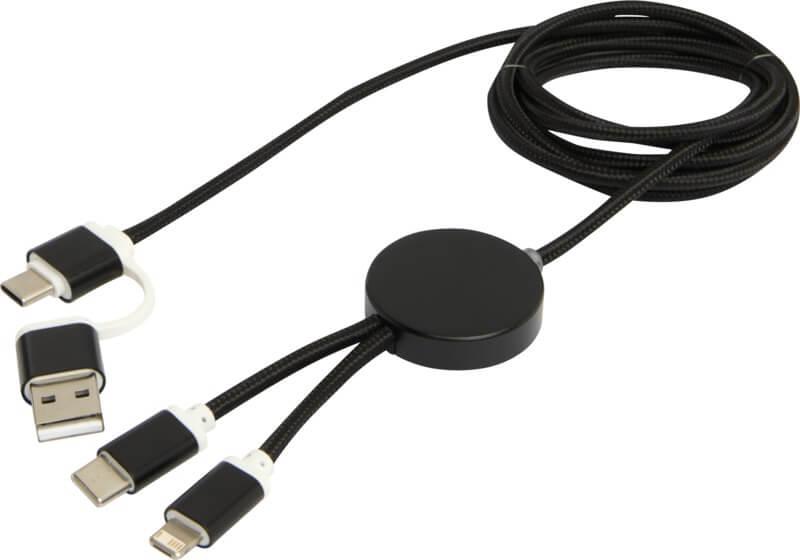 PF 124425 5 12442590 E2 Cabo de sincronização de dados e de carregamento rápido de 27 W de 150 cm de alumínio e plástico reciclados 5 em 1 "Alasia" - Image 6