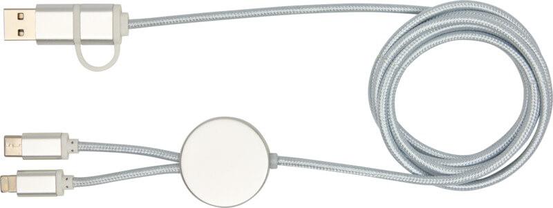 PF 124425 9 12442581 F1 Cabo de sincronização de dados e de carregamento rápido de 27 W de 150 cm de alumínio e plástico reciclados 5 em 1 "Alasia" - Image 10