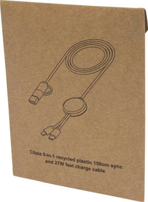 PF 124428 8 12442801 P1 Cabo de sincronização de dados e de carregamento rápido de 27 W de 150 cm de plástico reciclado 5 em 1 "Citala" - Image 9