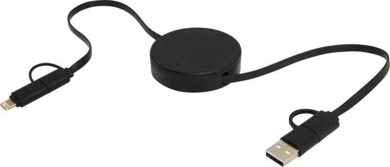 PF 124430 11 12443090 E1 Cabo retrátil de sincronização de dados e de carregamento rápido de 40 W de 90 cm de plástico reciclado 5 em 1 "Citala" - Image 12