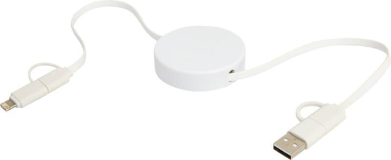 PF 124430 4 12443001 E1 Cabo retrátil de sincronização de dados e de carregamento rápido de 40 W de 90 cm de plástico reciclado 5 em 1 "Citala" - Image 5