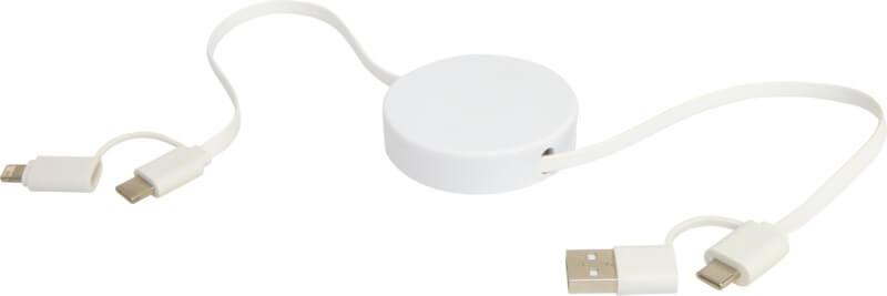 PF 124430 5 12443001 E2 Cabo retrátil de sincronização de dados e de carregamento rápido de 40 W de 90 cm de plástico reciclado 5 em 1 "Citala" - Image 6