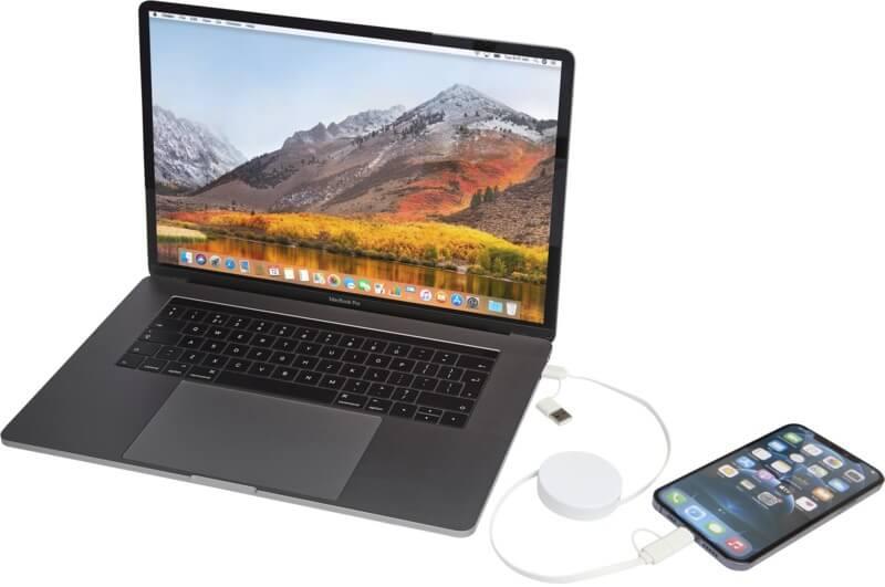 PF 124430 6 12443001 E3 Cabo retrátil de sincronização de dados e de carregamento rápido de 40 W de 90 cm de plástico reciclado 5 em 1 "Citala" - Image 7