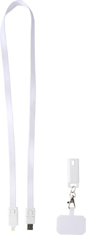 PF 124447 8 12444701 E2 Lanyard de plástico reciclado para smartphone com cabo de sincronização de dados e carregamento rápido de 65 W, 5 em 1, integrado "Franz" - Image 9