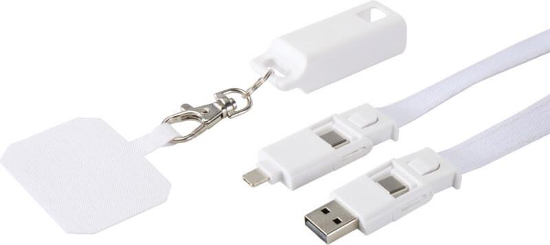 PF 124447 9 12444701 D1 Lanyard de plástico reciclado para smartphone com cabo de sincronização de dados e carregamento rápido de 65 W, 5 em 1, integrado "Franz" - Image 10