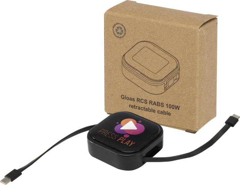 Cabo retrátil de sincronização de dados e de carregamento rápido de 100 W reciclado, 5 em 1, com conjunto de ferramentas para smartphone "Gloas"