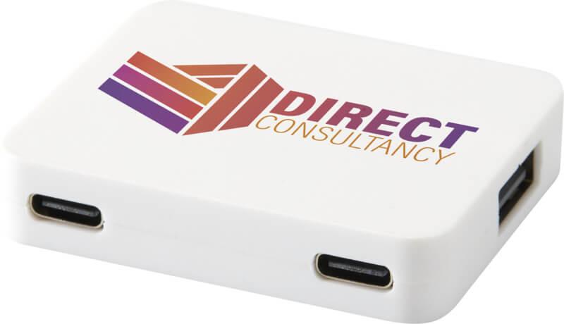 PF 124449 4 12444901 DP Y1 Hub de USB de 4 portas com saída USB-A e Tipo-C e entrada dupla - feito de plástico reciclado "Gaia" - Image 5