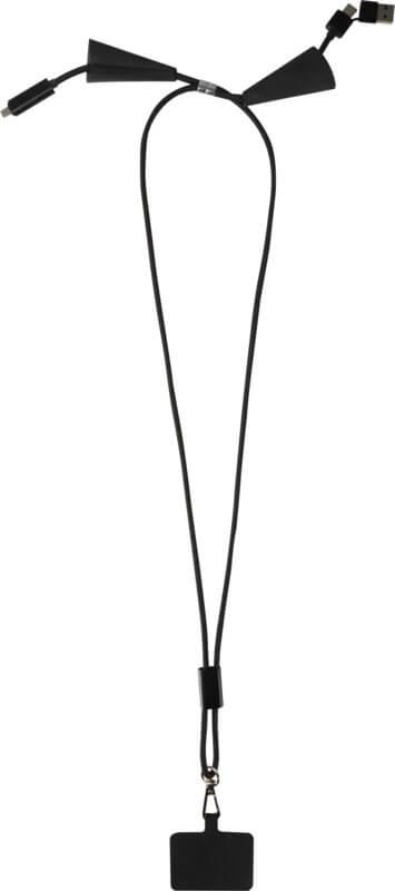 PF 124453 4 12445390 E2 Lanyard de plástico reciclado para smartphone com cabo de sincronização de dados e carregamento rápido de 100 W, 5 em 1, integrado "Funi" - Image 5