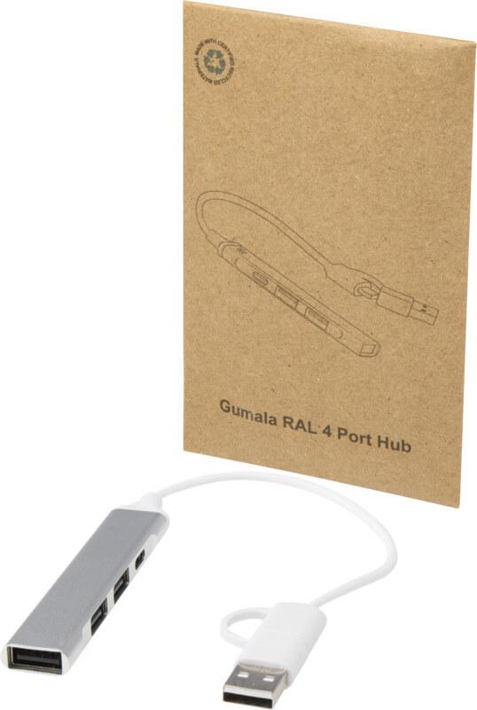 PF 124469 4 12446981 E2 Hub de USB-A e Tipo-C de alumínio reciclado de 4 portas com entrada dupla "Alkaid" - Image 5