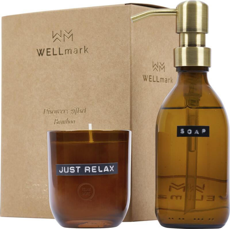 Conjunto de saboneteiras e velas perfumadas Wellmark Discovery de 200 ml e 150 g - fragrância de bambu
