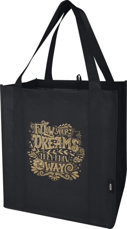 Saco não tecido reciclado com placa no fundo GRS de 29 L "Liberty"