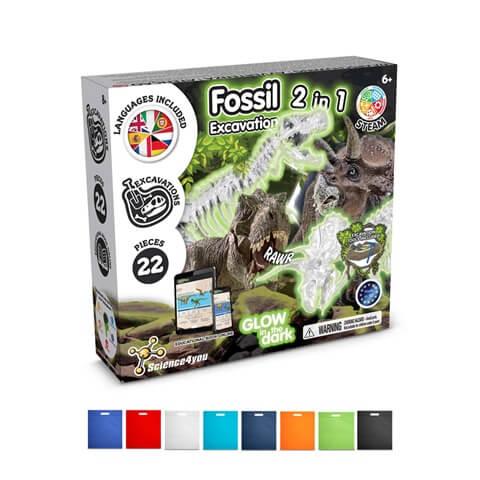 2 in 1 Fossil Excavation Kit IV. Jogo didático fornecido com saco de oferta em non-woven (80 g/m²)