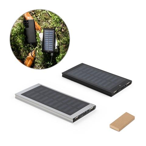 CLERK. Power bank 8'000 mAh com painel solar em alumínio 100% reciclado