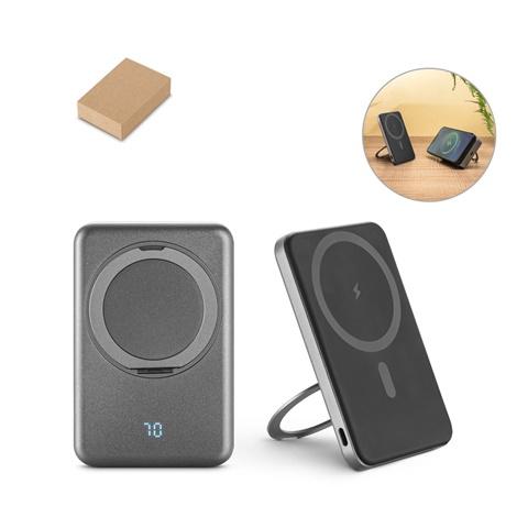 WARSHEL 5. Power bank magnética 5'000 mAh com carregador wireless super rápido 15W em ABS reciclado (100% rABS) com suporte