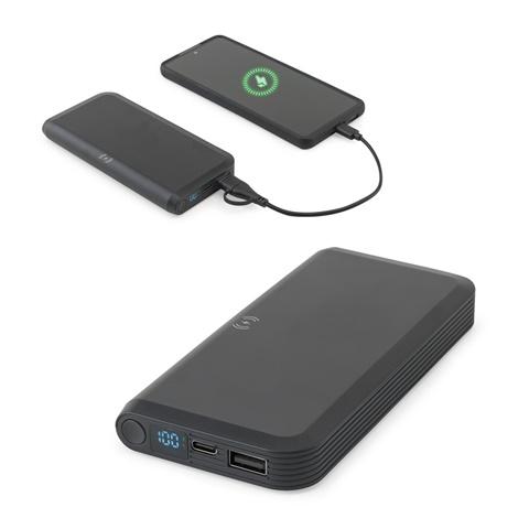 BECKER 10. Power bank 10'000 mAh em ABS reciclado (100% rABS) com carregador wireless super rápido 15W