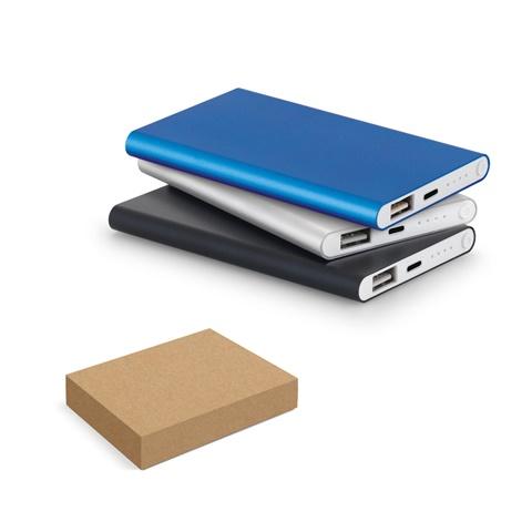 MARCET. Power bank slim 4'000 mAh em ABS reciclado (70%) e Alumínio reciclado (30%)