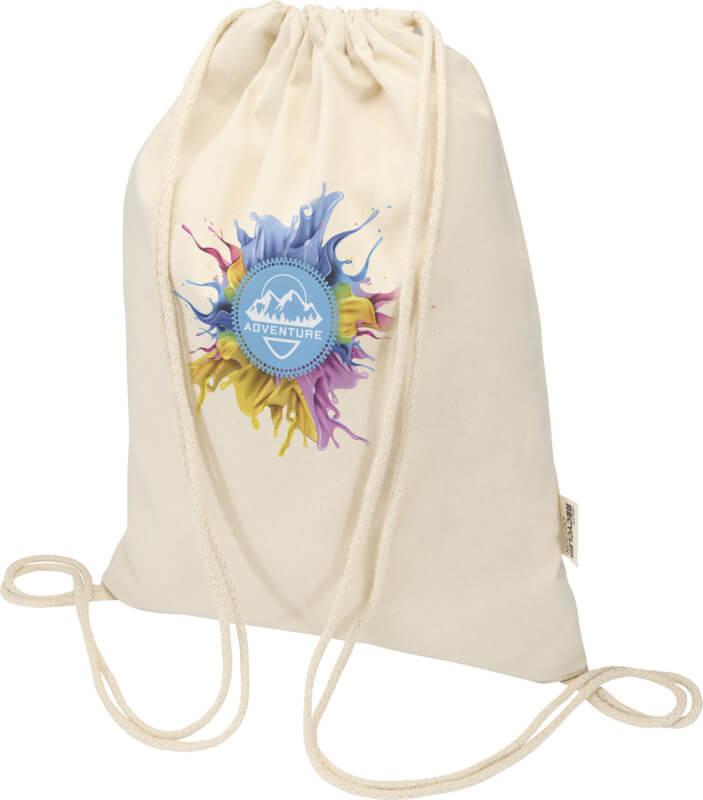 Saco com cordão de 5 L reciclado e GRS de 180 g/m² "Peru Blend"