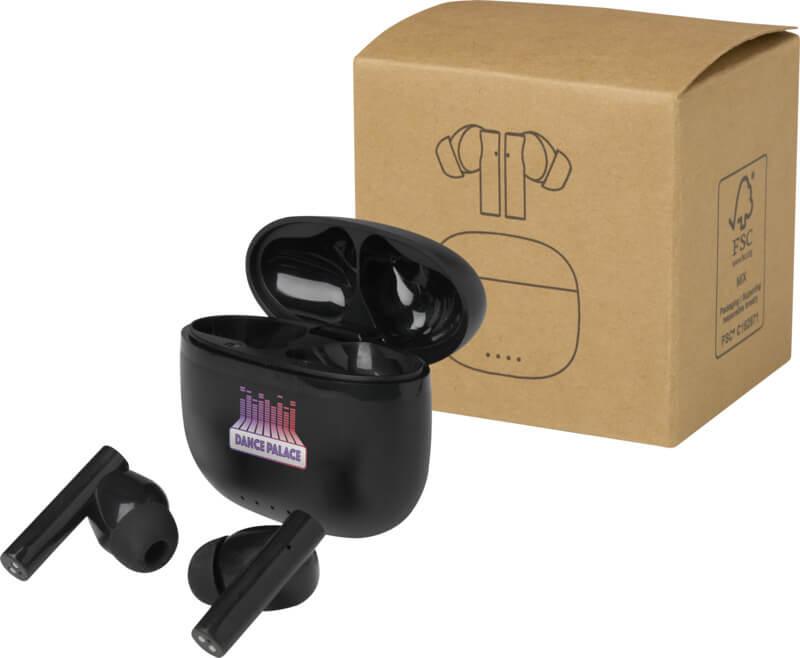 Auscultadores Bluetooth® True Wireless de plástico reciclado com pontas auriculares de silicone "Alterf"