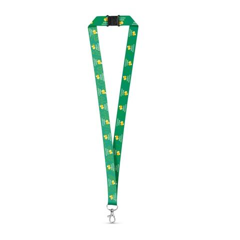 DOVER. SET Lanyard SUBLIMATION Long II (20 mm) em poliéster reciclado (100% rPET) com mosquetão de gatilho 20 mm e fecho de seg