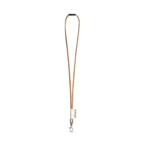 75096. SET Lanyard CORK Long (Ø 5 mm) com mosquetão de gatilho 9 mm e Fecho de segurança Ø 5 mm