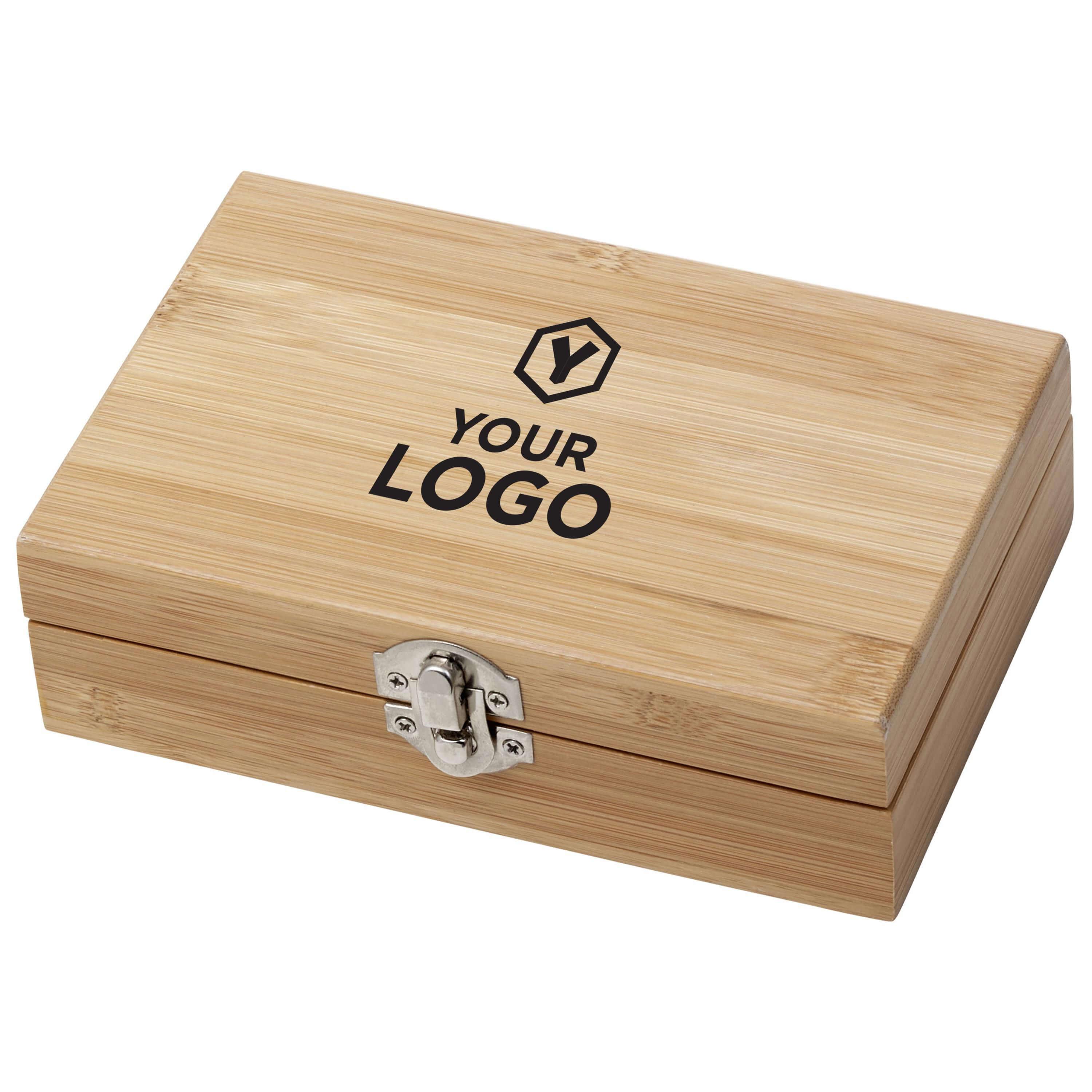 Conjunto para vinho em aço inox e bambu Leonie