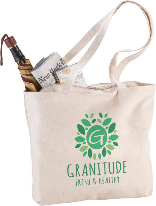 Saco Tote de algodão 320 g/m² com fecho "Ningbo"