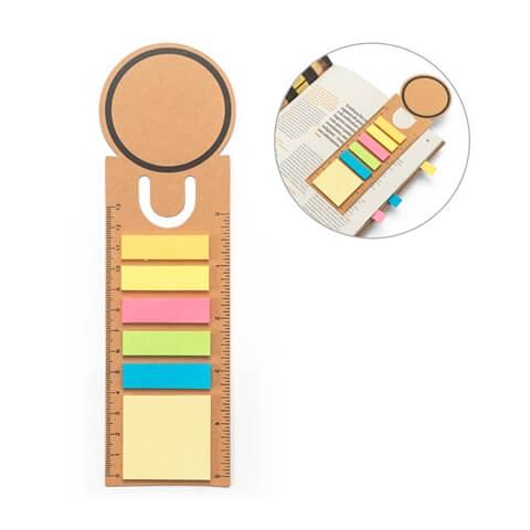 SAWYER. Conjunto para escritório 3 em 1, em papel 100% reciclado, com parte superior em formato redondo com impressão preta à v