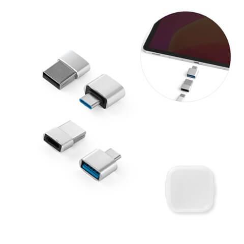 MINSKY. Conjunto de 2 adaptadores USB-A / USB-C em alumínio