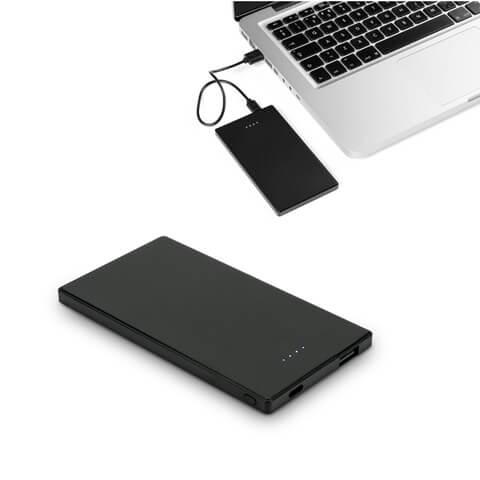 DENNING. Power bank 5'000 mAh slim em aço inoxidável