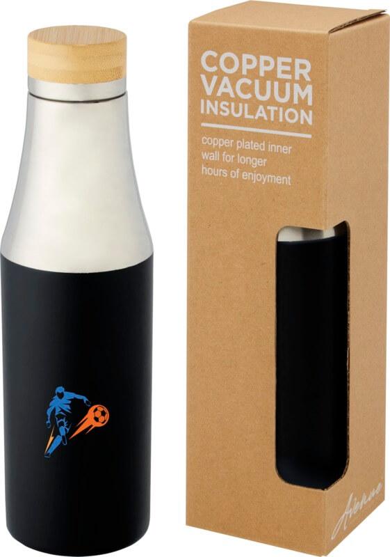 Garrafa de 540 ml de cobre isolada a vácuo em aço inoxidável com tampa de bambu Hulan
