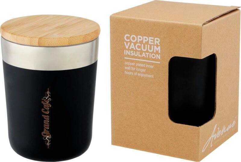 Copo térmico de 330 ml de cobre isolado a vácuo em aço inoxidável com tampa de bambu Lagan