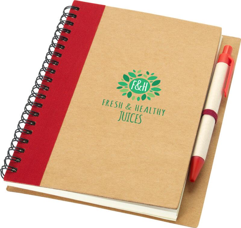 Bloco de notas de papel reciclado com caneta Priestly