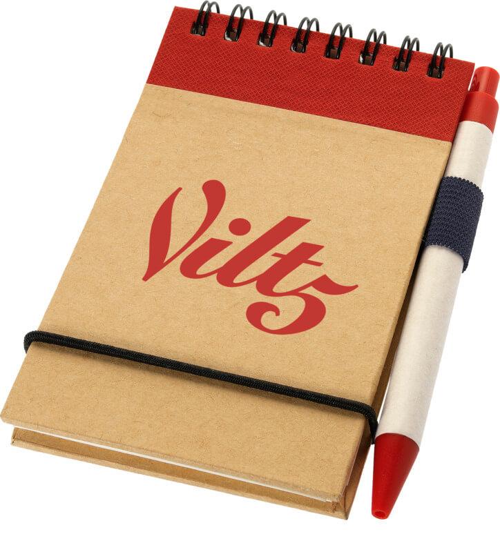 Caderno de bloco de notas A7 em papel reciclado e com caneta Zuse