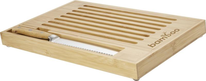 Tábua de cortar de bambu com faca Pao