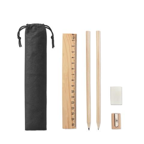POCKETY. Conjunto de escrita fornecido em bolsa de non-woven (80 g/m²) com cordões