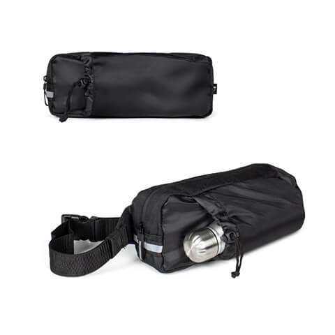 DELFOS POUCH SHINY. Bolsa de cintura em poliéster reciclado 300D (acabamento brilhante) e poliéster reciclado 600D com elemento