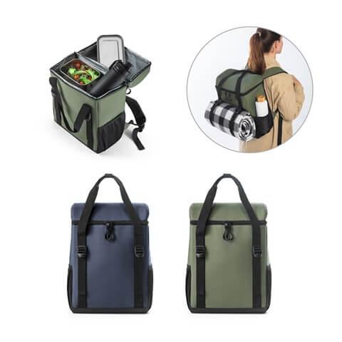 ROMA L. Mochila térmica almofadada em poliéster reciclado 600D ripstop 16 L