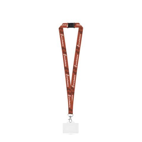 BARNSLEY. SET Lanyard SUBLIMATION Long II (20 mm) em poliéster reciclado (100% rPET) com mosquetão de gatilho 20 mm, fecho de s
