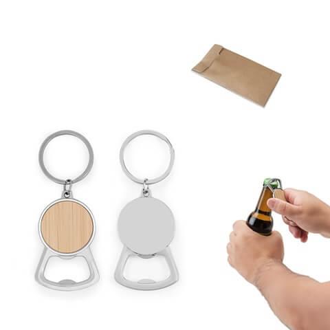 MEEKO. Porta-chaves em ferro com formato redondo em zinco e bambu