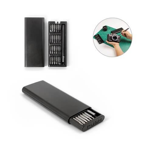 ATOM. Conjunto de chaves de fendas com diferentes pontas magnéticas em aço carbono