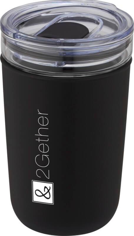 Copo térmico de vidro de 420 ml com parede exterior de plástico reciclado "Bello"