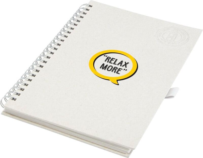 Bloco de notas com espiral tamanho A5 Dairy Dream fabricado com embalagens de leite recicladas