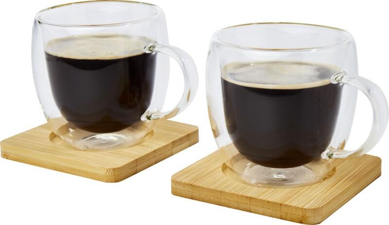 PF 113315 3 11331501 E1 Copo de vidro de parede dupla de 250 ml com base de cupos de bambu de 2 peças "Manti" - Image 4