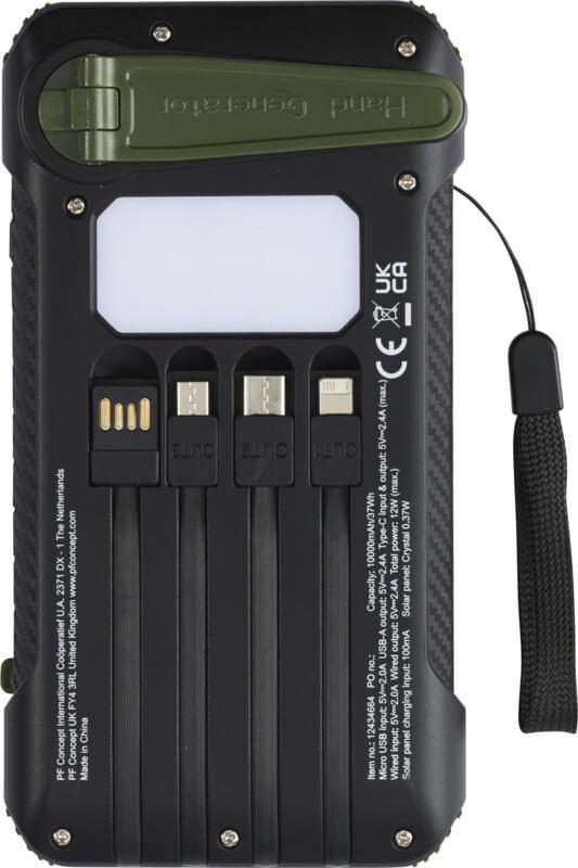 PF 124346 3 12434664 B1 Powerbank solar com dínamo de 10 000 mAh em plástico reciclado RCS "Soldy" - Image 4