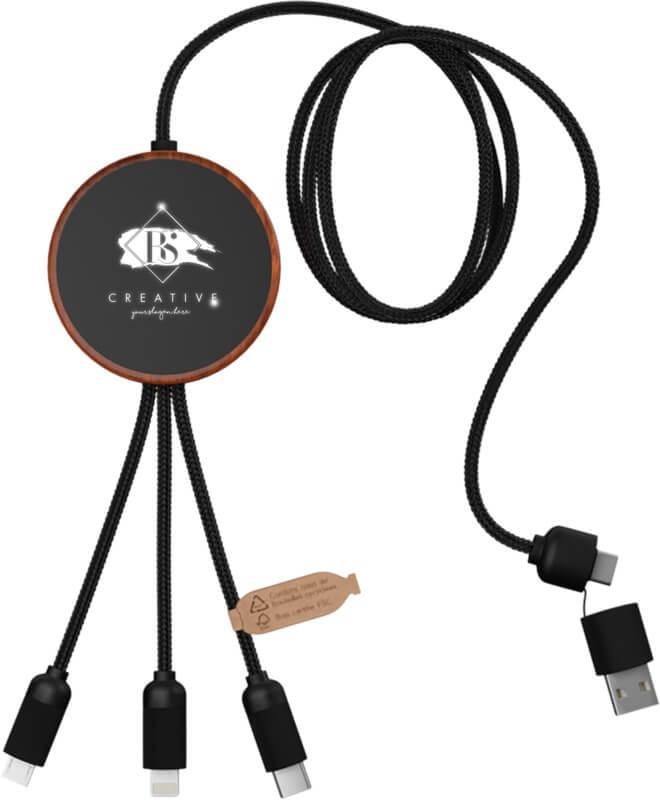 Cabo de carregamento de logótipo luminoso RPET 5 em 1 e base de carregamento de 10 W SCX.design C40